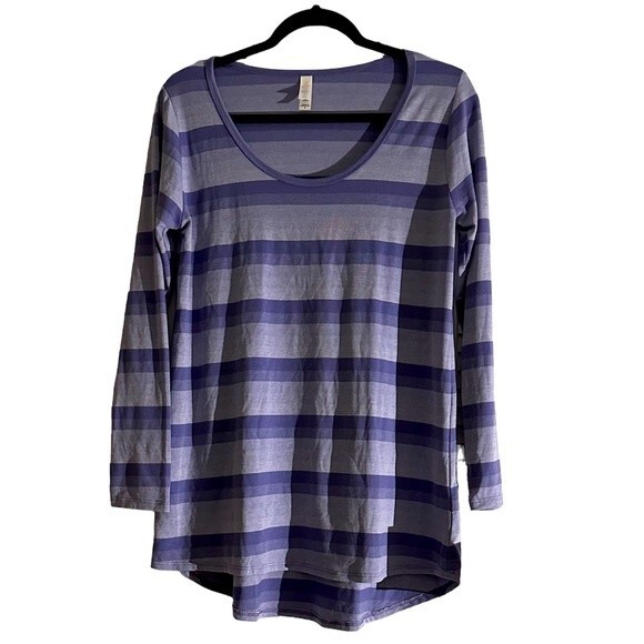 LuLaRoe Tops - NWT Lynnae Purple Striped Long Sleeve Top Size S